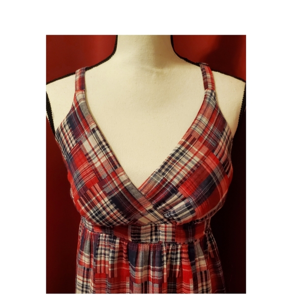 Faded Glory Red Plaid Sleeveless Dress US 10 - Picture 3 of 7